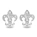 Spoil Cupid Rhodium Plated Sterling Silver Cubic Zirconia the Fleur De Lis Lily Flower Stud Earrings