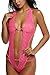Avidlove Women One Piece Lingerie Lace Teddy Bodysuit Mesh Babydoll Rose Red Large