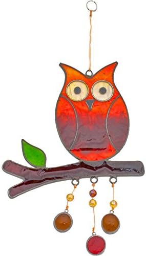 Something Different Owl On A Branch Ornament, Orange, 14.5 x 0.1 x 24 cm