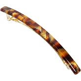 France Luxe Brown Hair Barrette for Women, Fine Hair, French Made, Africa | No-Pull Hold for Fine Strands, Handcrafted in France, Premium Acetate &amp; Strong Metal Clasp, Thin Hair Clips, Flat Clips