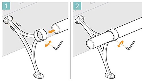 Bar Foot Rail Kit (Custom-Made Item) - Brushed Stainless Steel Tubing (2 in OD, 6 ft Length) - Combination Foot Rail Brackets - Tapered End Caps