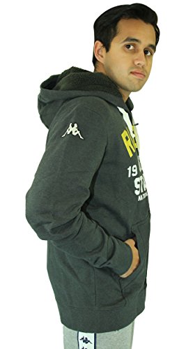 Kappa Slim Fit Italian Designer's Mens Charcoal Rugby Fleece Zip Hoody Winter Jacket (Charcoal, XXL)