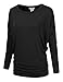 JJ Perfection Women's Stretchy Lightweight Boat Neck Long Sleeve Dolman Top