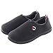 ULTRAIDEAS Women's & Men's Comfort Polar Fleece Slip on Slippers Color Block Memory Foam House Loafers Shoes w/Indoor, Outdoor Sole (Black-Mens，7-8)
