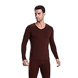 HOTER Men Cotton V-Neck Thermal Underwear Long Sleeve Vest Top,Gift Idea