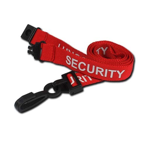 Identity-Plus: Red Pre-Printed Security Lanyard - Plastic Clip with Safety Breakaway Point (10)