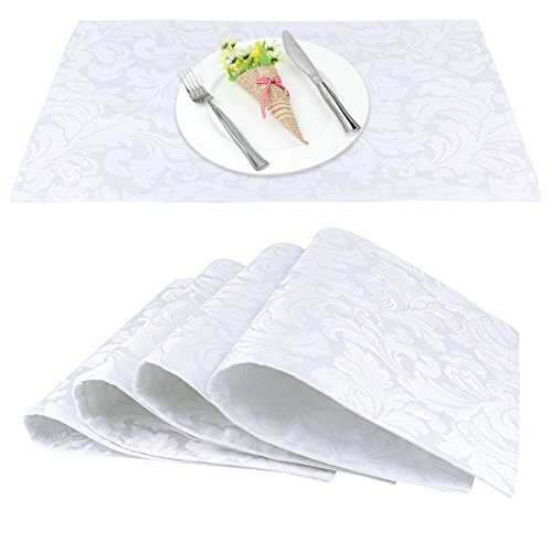 ColorBird Scroll Damask Jacquard Placemats Water Resistant Spillproof Microfiber Fabric Table Place  - //medicalbooks.filipinodoctors.org