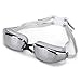 MIGAGA Swim Goggles, Triathlon Glasses,Anti Fog Cool Design Clear Vision No Leaking UV Protection, Anti-Scratch Swimming Glasses,Free Earplugs and Nose Clip (Grey&Silver)
