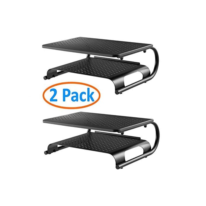 Buy 2 Pack Two Tier, Double Decker Steel Monitor Stand with Rugged