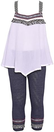 RMLA Little Girls White Ethnic Accents Strap Loose Fit Top 2 Pc Outfit 6