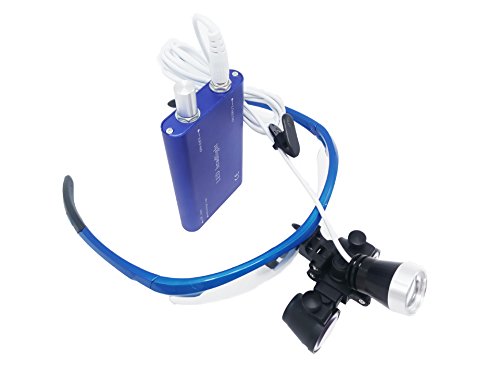 Dental Surgical Binocular Loupes 2.5X420mm Optical Glass + 3W LED HeadLight Blue by Purple-Violet