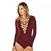 Laiyuan Women's Bodysuit Bodycon Jumpsuit Overalls Neck Lace up Tie Front