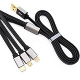 Multi Charger ThinkANT 2Pack 4FT 3 in 1 Multiple USB Charging Cable Cord Adapter with Lightning/USB Type C/Micro USB Connectors Ports for iPhone 7 6S 6 Plus, iPad Mini Air, Samsung S4 S6 S7 S8
