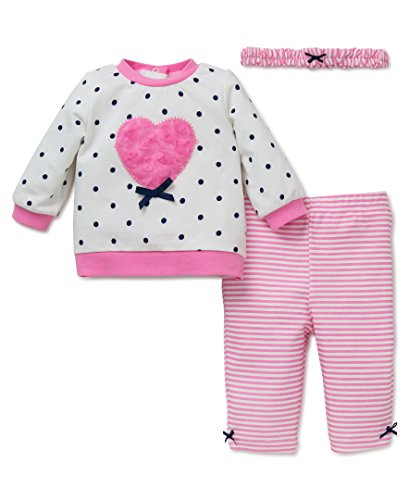 Little Me Baby Girls  Legging Set with Headband, Heart Pink, 9 Months
