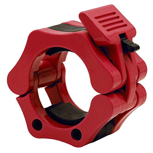 Strainho Quick Release Weight Clamps - Locking 2" Olympic Size Barbell Collars - Bar Clips for Powerlifting Workout and Pro Training - Sold in Pair (Red) - Thumbnail 3