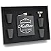 My Personal Memories, Engraved Personalized Groomsmen Flasks Gift Box Set - Wedding Favors - Custom Monogram Groomsman - Badge Style - Black