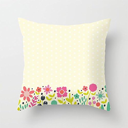 Heavyxias Decorative 18 x 18 Inch Canvas Pillow Cover Cushion Case, Flower with Dots