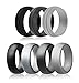 Keelyn Silicone Wedding Ring - Rubber Band Comfortable Skin Safe Non-toxic Antibacterial Premium Medical Grade Silicone Wedding Band, 7 Pack Classic Style Solid & Striped