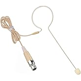 XGWTH Headset Microphone Single Ear Earset Headworn Over Ear Hanging Condenser Omnidirectional Mic Compatible with AKG Wireless System Bodypack Transmitter with 1.2m Cable Mini XLR 3 Pin TA3F Plug