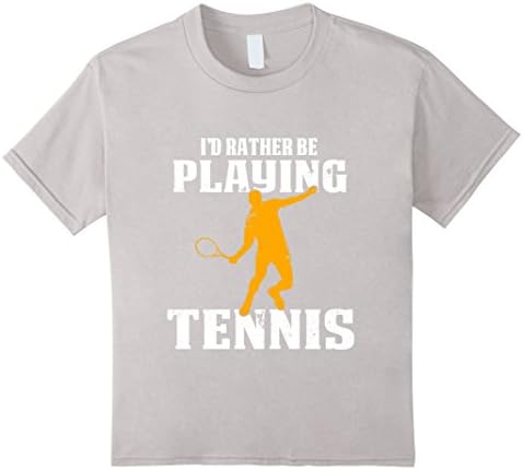 Kids Funny Men's Tennis Shirt   Vintage I'd Rather Be playing Ten 10 Silver
