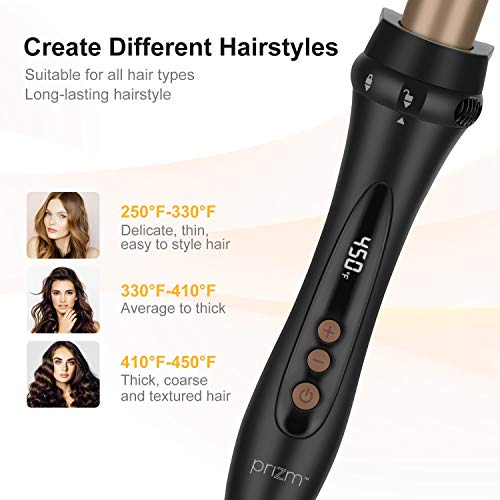 Prizm 5in1 Curling Iron Wand Set, LED Display, 11 Temp Settings, 0.6