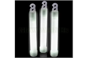 GLOW WITH US Glow Sticks Bulk Wholesale, 25 6” Industrial Grade White Light Sticks. Bright Color, Glow 12-14 Hrs, Safety Glow Stick with 3-Year Shelf Life, GlowWithUs Brand