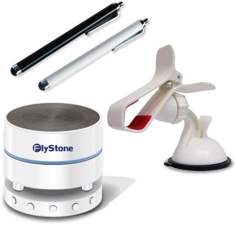 Amazon Flystone高音質bluetoothスピーカー 車載用携帯 ホルダースタンド ホワイト 黒また白タッチペンランダム付け ホワイト Flystone ポータブルオーディオ