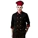 Chef Coat Black with red Uniforms and Long Sleeve Unisex US Size:XS (Tag:S), Black