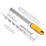 Professional Micro Cheese Grater & Lemon Zester for Parmesan, Spices, Citrus, Chocolate,Stainless Steel with Bonus Safety Shield and Cleaning Brush By OTHERMAX ()