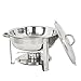 ZENY Round Chafing Dish Full Size 5 Quart Stainless Steel Deep Pans Chafer Dish Set Buffet Catering Party Events Warmer Serving Set Utensils w/Fuel Holder (1)