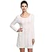 Franterd Women's Plain A Line Cable Long Sleeve Knit Sweater Mini Dress (S, White)