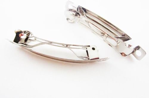 (12) Silver French Barrette Barrettes Clips for Girls Wedding and Bridal Hair Accessories - Barette Hairclip Feather Head Clips Hairpins Wholesale lot 2 Inches 50 mm.