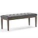 SIMPLIHOME Waverly 48 inch Wide Traditional Rectangle Tufted Ottoman Bench in Slate Grey Vegan Faux Leather, Assembled, For the Living Room and Bedroom