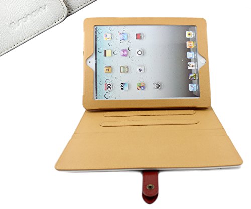 SANOXY Folio Buckle Belt Style PU Leather Case Cover Stand with Auto Sleep/Wake Feature for iPad 2/3/4 (White)