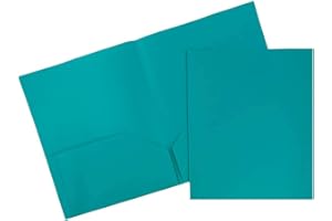 JAM PAPER Plastic 2 Pocket POP Folders - Durable School Folders - Teal Blue - 6/Pack