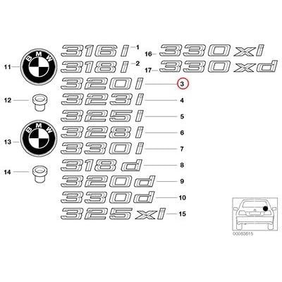 BMW Genuine Emblems Letterings Emblem Adhered Rear - 320I - 320i