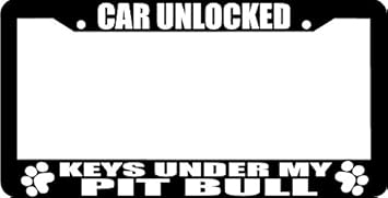 Pitbull Mom I Love My Rescue Dog Black Plastic License Plate Frame