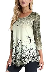 BAISHENGGT Women's 3/4 Sleeve Tunic Tops Floral