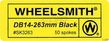Wheelsmith DB 14g spoke, black - 266mm bag/50