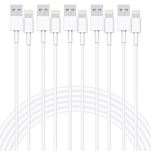 [Apple MFi Certified] iPhone Charger,5 Pack(3/3/6/6/10FT) Lightning Cable Fast Charging Data Sync Transfer Cord Compatible iPhone 13/12/11 Pro Max/Mini/XS MAX/XR/XS/X/8/7/Plus/6 iPad AirPods-White