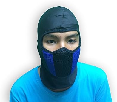 Commando Balaclava thin &amp; smooth,right weight and comfort with air filter cleaner for dust and smoke protection motorcycle mask (blue)