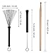 Pangda 2 Pair 5A Drum Sticks Classic Maple Wood Drumsticks Sets and 1 Pair Drum Wire Brushes Retractable Drum Sticks Brush with 1 Storage Bag
