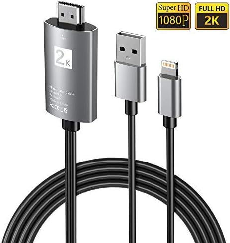 FLYFLY HDMI Cable for Phone to tv, Digital AV Adapter HDMI Cable Connector 1080P HDTV Compatible with Phone XS/XsMAX/XR/X 8/7/6/5, iPad Air/Mini/Pro to TV Projector Monitor (Black)