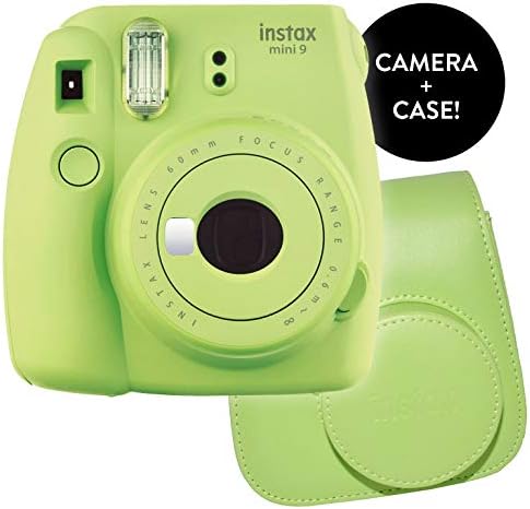 Fujifilm Instax Mini 9 Instant Print Camera - Certified Refurbished Bundle with New Instax Mini 9 Groovy Camera Case | Matching Colors for Case and Instax Mini 9 Camera (Lime Green)