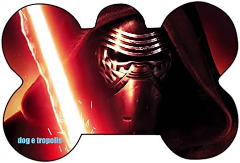 Star Wars Trooper Darth Maul Darth Talon Kylo Ren Logo Dog Pet Cat ID Tag Bone Shape Image Photo Personalized with Key Ring (Kylo Ren 1)