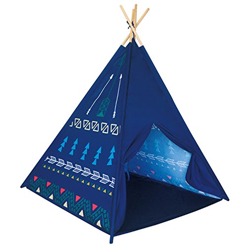 POCO DIVO Blue Arrow Teepee Kids Indoor Playhouse Children Outdoor Toy Castle Play Tent with Wood Poles
