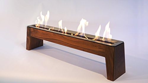 Gwyneth in Walnut; ethanol fueled modern fireplace for indoor or outdoor use.