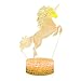3D Illusion monocerous Unicorn Night Lamp, 7 Color Change, Touch White Crack Base