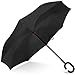 Rainlax Inverted Umbrella Double Layer Windproof UV Protection Reverse Folding Umbrellas for Car Rain Outdoor With C-Shaped Handle