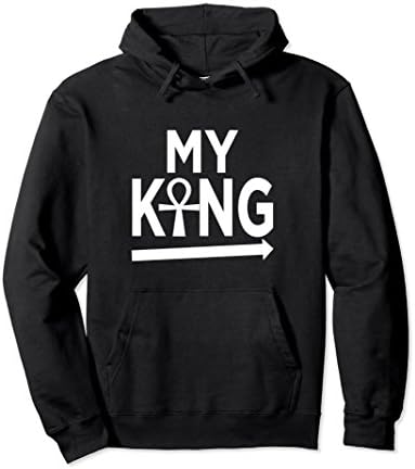 Unisex My King Hoodie For Couples Husband gift With Egyptian Ankh Small Black